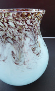 1930s Monart Glass Vase Blue with Gold Aventurine