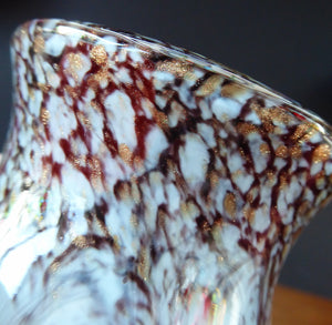 1930s Monart Glass Vase lue with Gold Aventurine