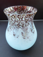 Load image into Gallery viewer, 1930s Monart Glass Vase lue with Gold Aventurine
