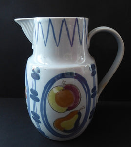 SCOTTISH POTTERY. 1950s  Buchan Large Stoneware Jug BRITTANY Pattern with apples & pears: 8 inches