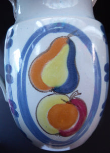 SCOTTISH POTTERY. 1950s  Buchan Large Stoneware Jug BRITTANY Pattern with apples & pears: 8 inches