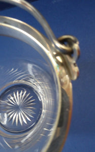 Antique SILVER PLATE Miniature Ice Pail by John Grinsell. English Glass with Plates Rim Mount & Handle