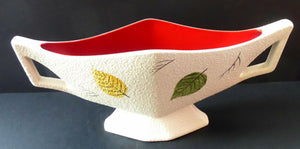 1950s Crown Devon Amorphic Abstract Red and White Vase
