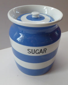 1930s Cornishware Storage Jar: Sugar