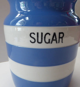 1930s Cornishware Storage Jar: Sugar