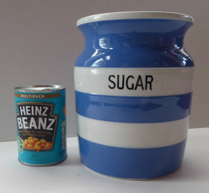 1930s Cornishware Storage Jar: Sugar