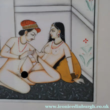 Load image into Gallery viewer, INDIAN ART: Vintage Indian Miniature Watercolour. EROTIC Image of a Couple in Conflagration
