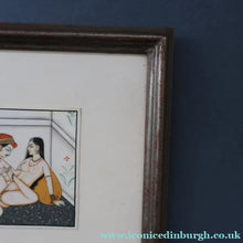 Load image into Gallery viewer, INDIAN ART: Vintage Indian Miniature Watercolour. EROTIC Image of a Couple in Conflagration
