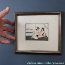 Load image into Gallery viewer, INDIAN ART: Vintage Indian Miniature Watercolour. EROTIC Image of a Couple in Conflagration
