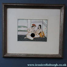 Load image into Gallery viewer, INDIAN ART: Vintage Indian Miniature Watercolour. EROTIC Image of a Couple in Conflagration
