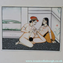 Load image into Gallery viewer, INDIAN ART: Vintage Indian Miniature Watercolour. EROTIC Image of a Couple in Conflagration
