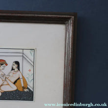 Load image into Gallery viewer, INDIAN ART: Vintage Indian Miniature Watercolour. EROTIC Image of a Couple in Conflagration

