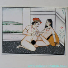 Load image into Gallery viewer, INDIAN ART: Vintage Indian Miniature Watercolour. EROTIC Image of a Couple in Conflagration
