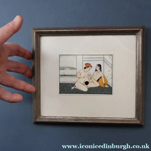 Load image into Gallery viewer, INDIAN ART: Vintage Indian Miniature Watercolour. EROTIC Image of a Couple in Conflagration
