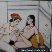 Load image into Gallery viewer, INDIAN ART: Vintage Indian Miniature Watercolour. EROTIC Image of a Couple in Conflagration
