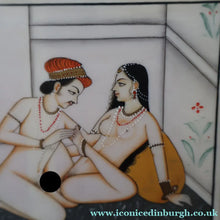 Load image into Gallery viewer, INDIAN ART: Vintage Indian Miniature Watercolour. EROTIC Image of a Couple in Conflagration
