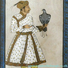 Load image into Gallery viewer, INDIAN ART: Vintage Indian Miniature Watercolour. Nobleman with a Falcon
