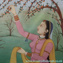 Load image into Gallery viewer, INDIAN ART: Vintage Indian Miniature Watercolour. Portrait of a Lady in a Garden - International Art
