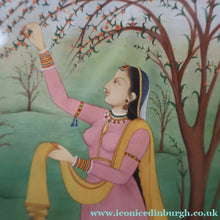 Load image into Gallery viewer, INDIAN ART: Vintage Indian Miniature Watercolour. Portrait of a Lady in a Garden - International Art
