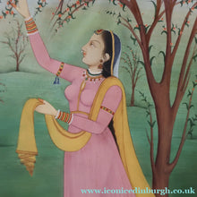 Load image into Gallery viewer, INDIAN ART: Vintage Indian Miniature Watercolour. Portrait of a Lady in a Garden - International Art
