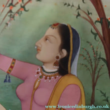 Load image into Gallery viewer, INDIAN ART: Vintage Indian Miniature Watercolour. Portrait of a Lady in a Garden - International Art
