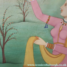 Load image into Gallery viewer, INDIAN ART: Vintage Indian Miniature Watercolour. Portrait of a Lady in a Garden - International Art
