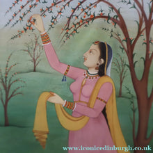 Load image into Gallery viewer, INDIAN ART: Vintage Indian Miniature Watercolour. Portrait of a Lady in a Garden - International Art
