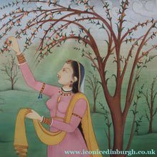 Load image into Gallery viewer, INDIAN ART: Vintage Indian Miniature Watercolour. Portrait of a Lady in a Garden - International Art
