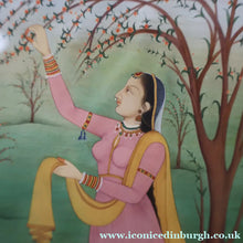 Load image into Gallery viewer, INDIAN ART: Vintage Indian Miniature Watercolour. Portrait of a Lady in a Garden - International Art

