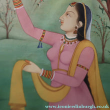 Load image into Gallery viewer, INDIAN ART: Vintage Indian Miniature Watercolour. Portrait of a Lady in a Garden - International Art

