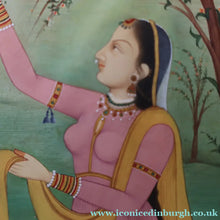 Load image into Gallery viewer, INDIAN ART: Vintage Indian Miniature Watercolour. Portrait of a Lady in a Garden - International Art
