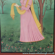 Load image into Gallery viewer, INDIAN ART: Vintage Indian Miniature Watercolour. Portrait of a Lady in a Garden - International Art
