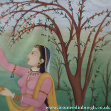 Load image into Gallery viewer, INDIAN ART: Vintage Indian Miniature Watercolour. Portrait of a Lady in a Garden - International Art
