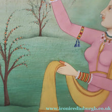 Load image into Gallery viewer, INDIAN ART: Vintage Indian Miniature Watercolour. Portrait of a Lady in a Garden - International Art
