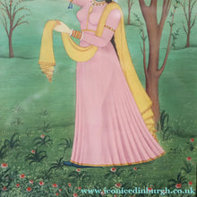 Load image into Gallery viewer, INDIAN ART: Vintage Indian Miniature Watercolour. Portrait of a Lady in a Garden - International Art
