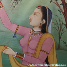Load image into Gallery viewer, INDIAN ART: Vintage Indian Miniature Watercolour. Portrait of a Lady in a Garden - International Art
