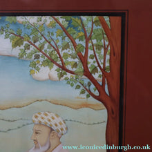 Load image into Gallery viewer, INDIAN ART: Vintage Indian Miniature Watercolour. Portrait of a Man / Scholar Meditating in a Landscape
