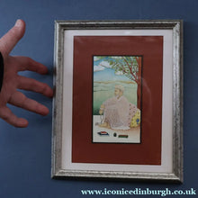Load image into Gallery viewer, INDIAN ART: Vintage Indian Miniature Watercolour. Portrait of a Man / Scholar Meditating in a Landscape
