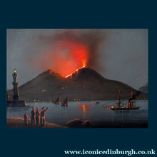 Load image into Gallery viewer, Pendant PAIR of Antique 19th Century NEAPOLITAN SCHOOL Paintings: 1/ Bay of Naples and 2/ Vesuvius Erupting
