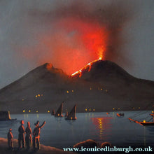 Load image into Gallery viewer, 1850s Antique PAIR OF Paintings of Naples and Vesusivus Erupting
