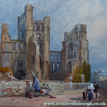 Load image into Gallery viewer, James Burrell Smith (1822 - 1897). View of a Medieval Border Abbey (probably Kelso Abbey). Watercolour (Framed)

