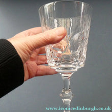 Load image into Gallery viewer, THREE Vintage Edinburgh Crystal LARGE Red Wine Glasses or Water Goblets.  STAR OF EDINBURGH Pattern. 7 inches
