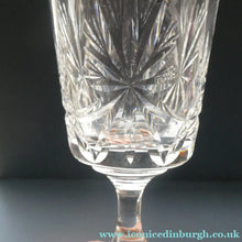 Load image into Gallery viewer, THREE Vintage Edinburgh Crystal LARGE Red Wine Glasses or Water Goblets.  STAR OF EDINBURGH Pattern. 7 inches
