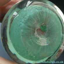 Load image into Gallery viewer, Pink Floral Lampwork Paperweight on Green Ground with JOHN DEACONS Cane
