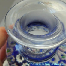 Load image into Gallery viewer, SCOTTISH GLASS. Vintage JOHN DEACONS Perfume Bottle Blue with Millefiori Canes. Thistle Canes
