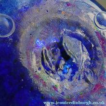 Load image into Gallery viewer, SCOTTISH GLASS. Vintage JOHN DEACONS Perfume Bottle Blue with Millefiori Canes. Thistle Canes
