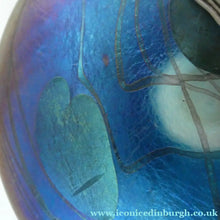 Load image into Gallery viewer, GLASFORM Paperweight by John Ditchfield. Iridescent Lily Pad with Silver Dragonfly Embellishment
