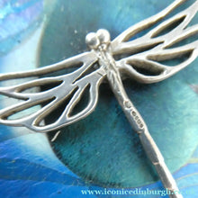 Load image into Gallery viewer, GLASFORM Paperweight by John Ditchfield. Iridescent Lily Pad with Silver Dragonfly Embellishment
