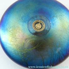 Load image into Gallery viewer, GLASFORM Paperweight by John Ditchfield. Iridescent Lily Pad with Silver Dragonfly Embellishment
