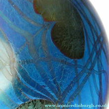 Load image into Gallery viewer, GLASFORM Paperweight by John Ditchfield. Iridescent Lily Pad with Silver Dragonfly Embellishment
